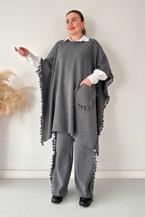 Open Shawl Style Lace Work 2-Pcs Winter Co-Ord Set ❄️