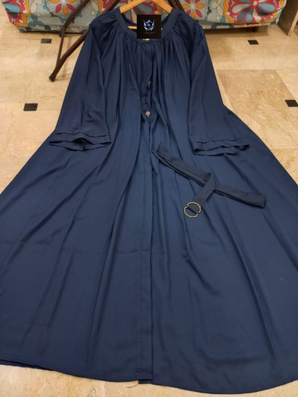 ✨Sleeves Layer Both Sided Pocket And Kaaj Button Abaya With Belt✨