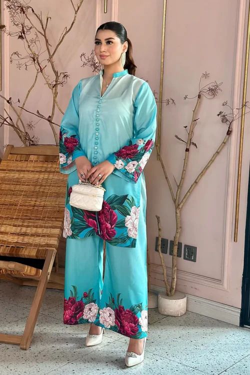 💐 Digital Front & Back Floral Print Co-Ord Set – 2PCs 💐