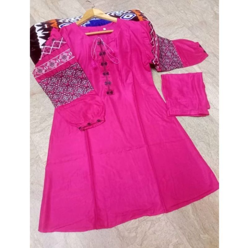 Heavy Sleeves Embroidery 2pcs Suit