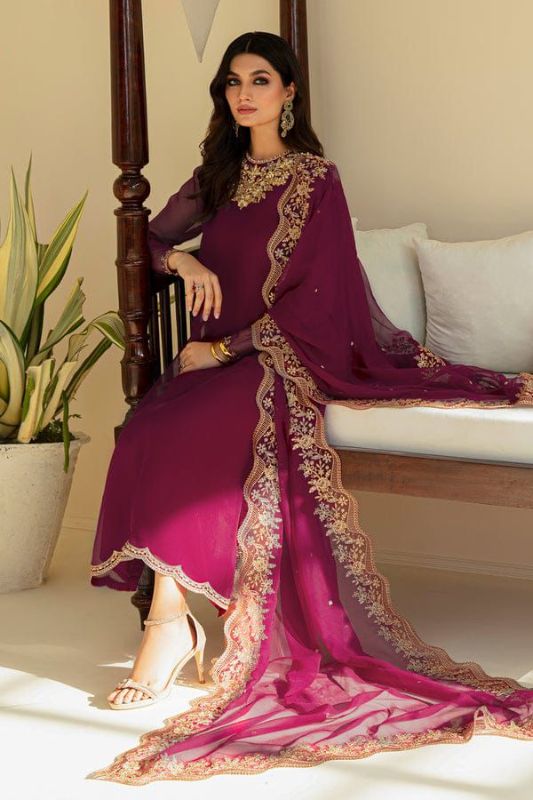 Addawork Chiffon 3 Pcs Suit