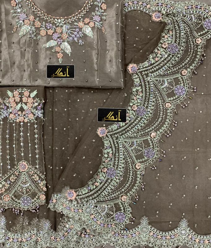 Net Saree Embroidered Sequence Hand Embellished Luxury Unstitched