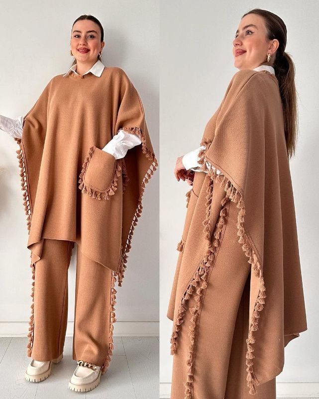 Open Shawl Style Lace Work 2-Pcs Winter Co-Ord Set ❄️