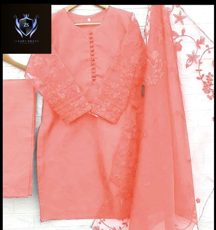 3PCs Embroidery Shirt With Embroidered Dupatta