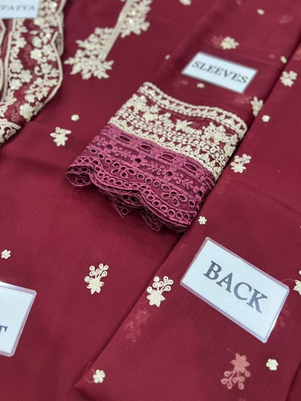 Chiffon Embroidered Sequence Unstitched 3Pc✓