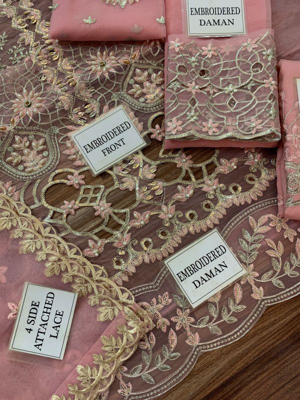 Heavy Embroidered And Cutwork 3 Pcs Suit