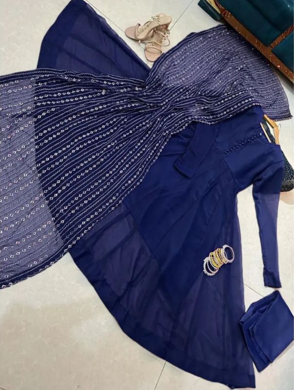 ✨Heavy Embroidered Dupatta with Long Maxi & Trouser – 3PCs✨