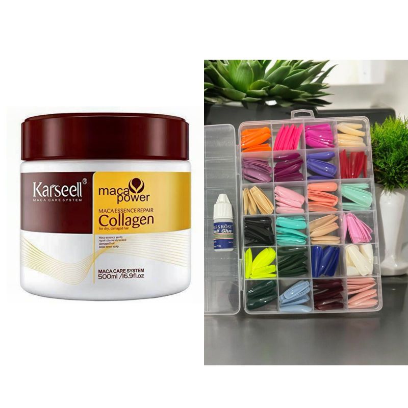 ✨ Karseell Hair Mask + Nails Set + Nail Glue✨  
💅 Complete Beauty Combo for Hair & Nails