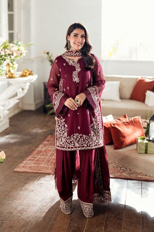 Chiffon Embroidered Sequence Unstitched 3Pc✓