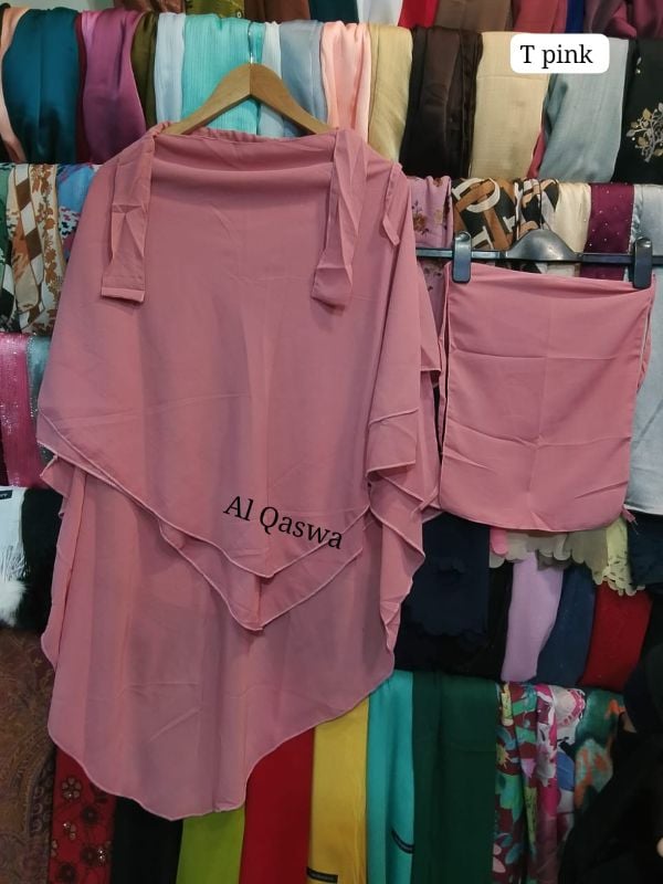 2Pcs  Set Niqab And 3 Layer Khimar