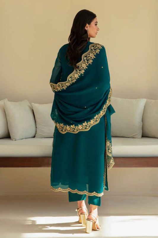 Addawork Chiffon 3 Pcs Suit