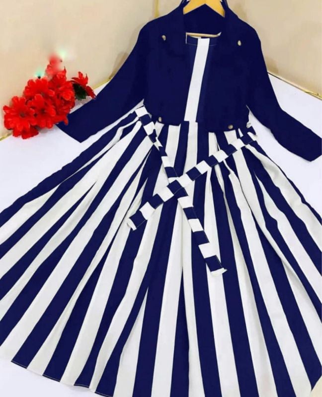 Zebra Printed Silk Maxi with Cotton Koti – 2PC