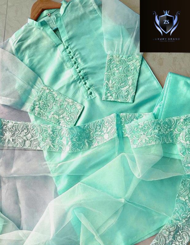 Sleeves,Dupatta Border Embroidered 3Pcs