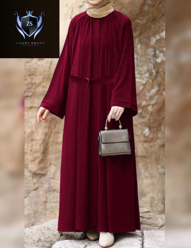 ✨Sleeves Layer Both Sided Pocket And Kaaj Button Abaya With Belt✨