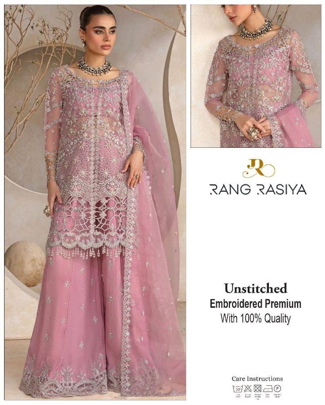 Heavy Embroidered And Cutwork 3 Pcs Suit