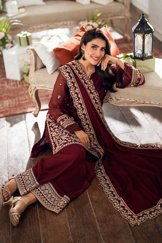 Chiffon Embroidered Sequence Unstitched 3Pc✓