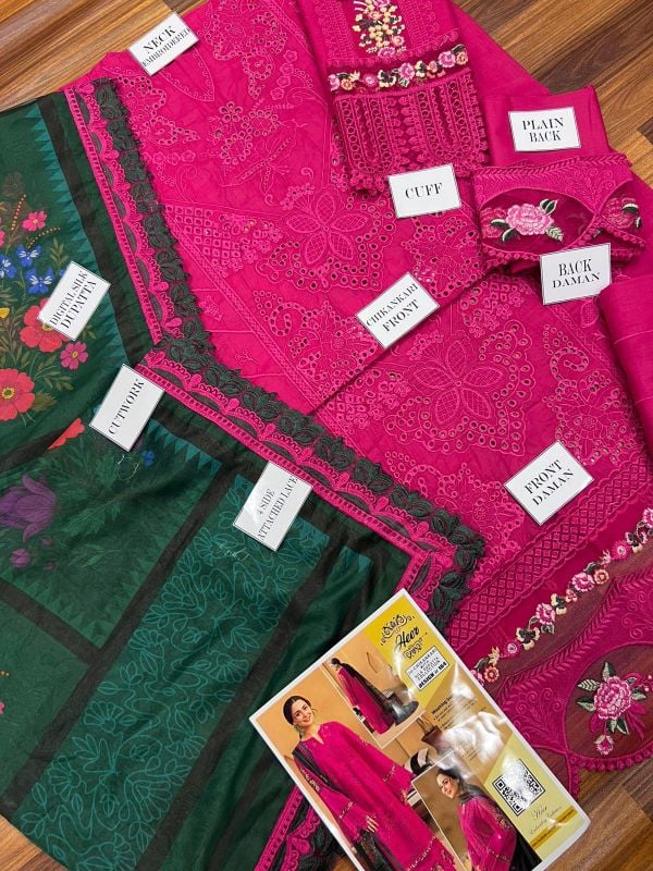 Fully Heavy Embroidered Chikankari Work  Unstitched 3 Pcs Dress