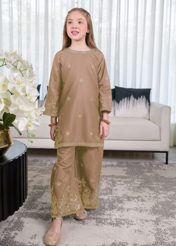 ✨ Kids Cotton 2-Pcs Set Front Embroidered Shirt + Embroidered Flapper ✨