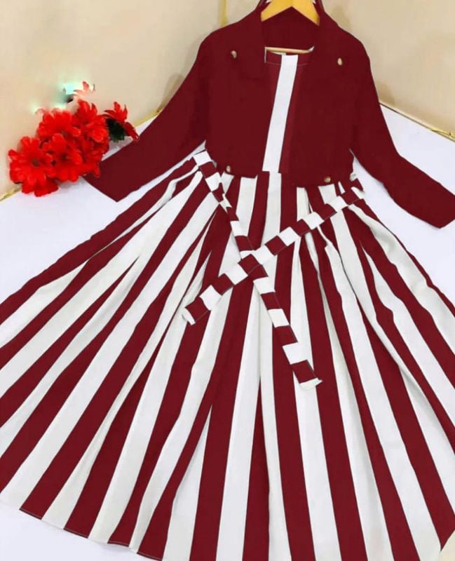 Zebra Printed Silk Maxi with Cotton Koti – 2PC