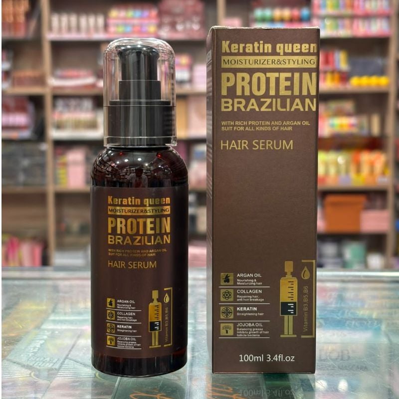 Keratin Queen  👑 Protein Brazilian Hair Serum  🤎
For Moisturizing & Styling – Suitable for All Hair Types