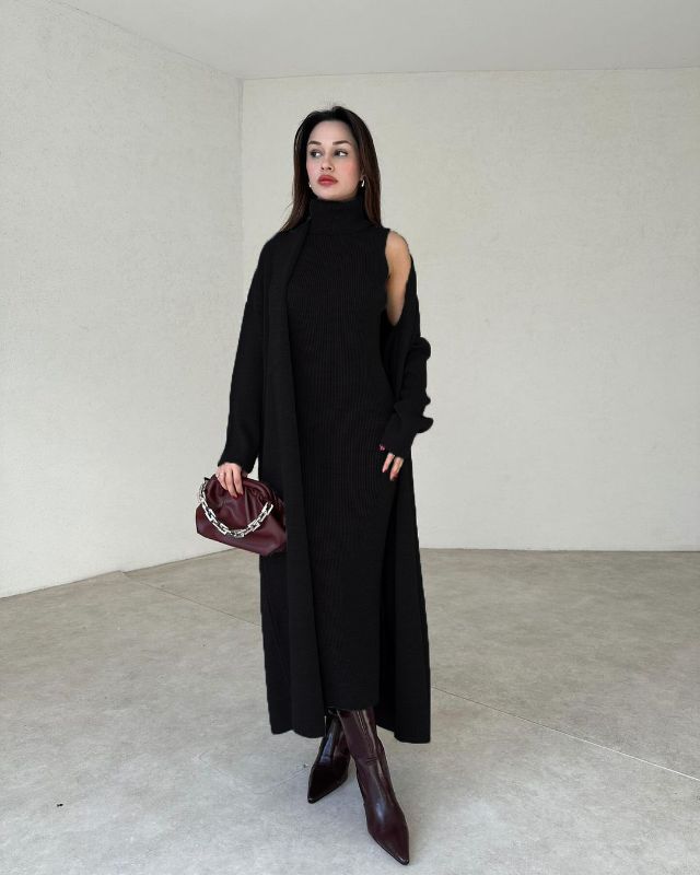 🔥 Body Fitted Long Highneck with Upper Long Drop Shoulder Coat (2PCs)