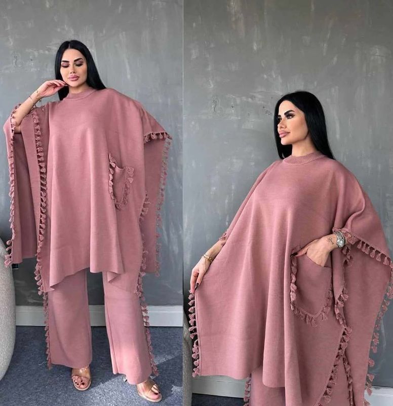 Open Shawl Style Lace Work 2-Pcs Winter Co-Ord Set ❄️