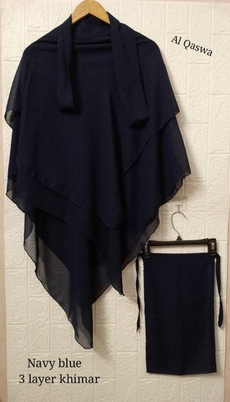 2Pcs  Set Niqab And 3 Layer Khimar