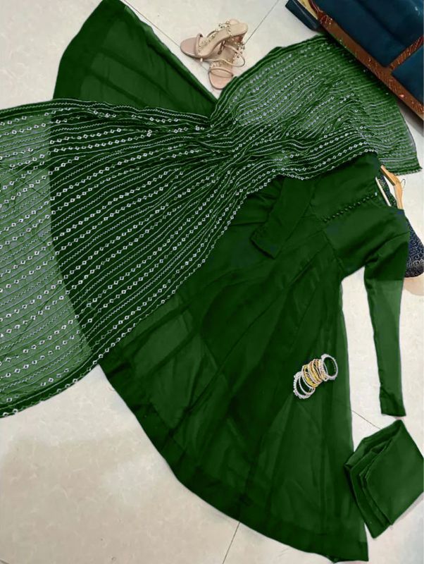 ✨Heavy Embroidered Dupatta with Long Maxi & Trouser – 3PCs✨