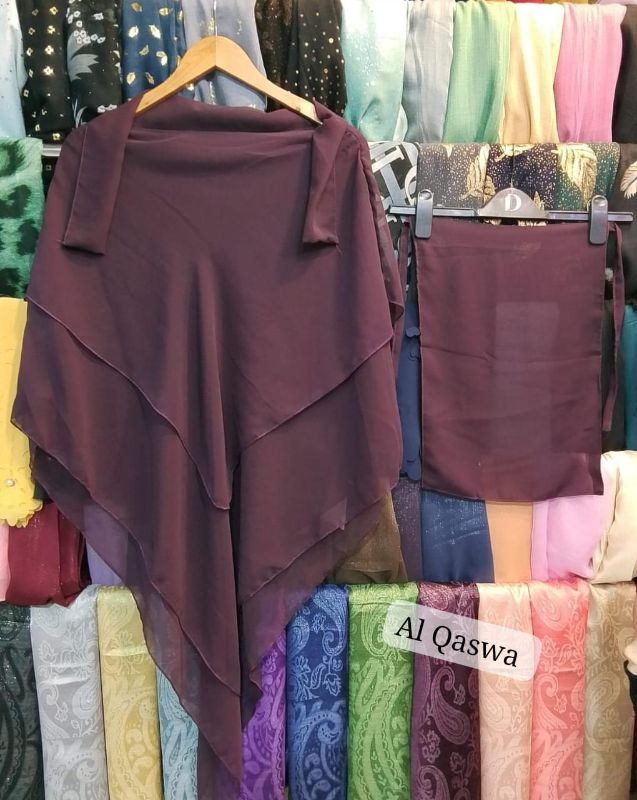2Pcs  Set Niqab And 3 Layer Khimar