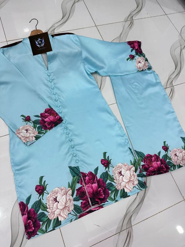 💐 Digital Front & Back Floral Print Co-Ord Set – 2PCs 💐
