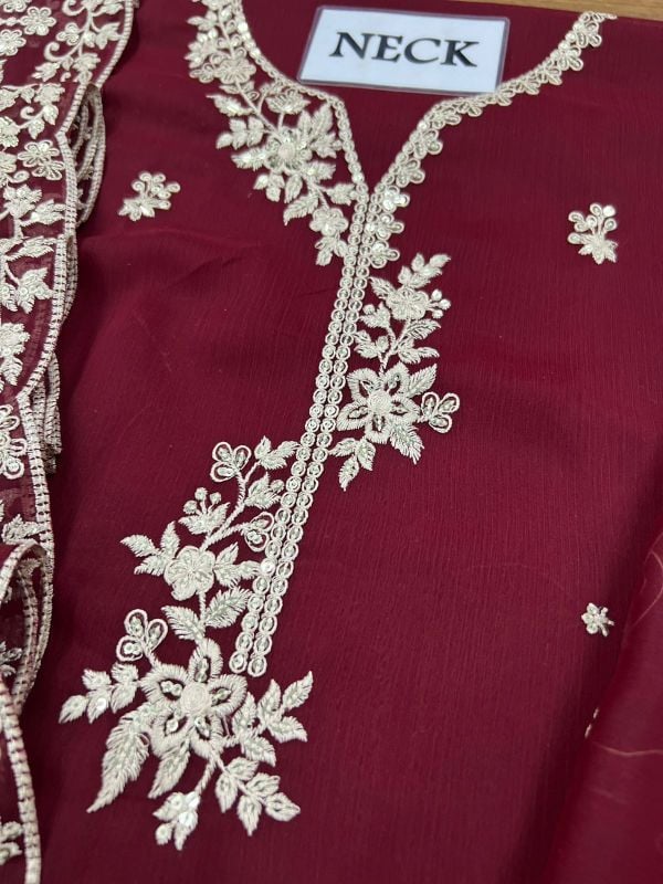 Chiffon Embroidered Sequence Unstitched 3Pc✓