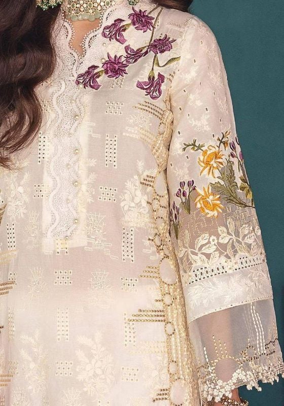Lawn Fully Heavy  Embroidered Scifflie Front With Heavy Embroidered Neck Lace