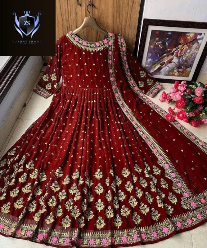 ✨ Neck, Sleeves & Border Embroidery Maxi with Embroidered Dupatta – 3PCs