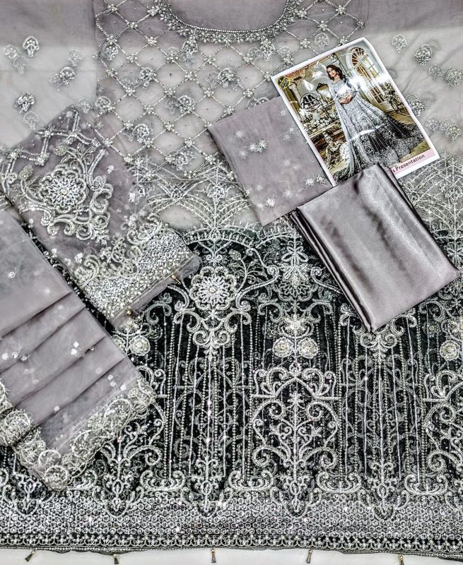 Net Embroidered Sequence Hand Embellished Luxury Maxi Unstitched 3Pc✓