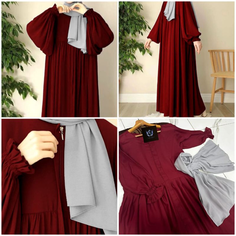 ❤️Front Platted Gum Zip Sleeves Punch Abaya With Stoller ❤️