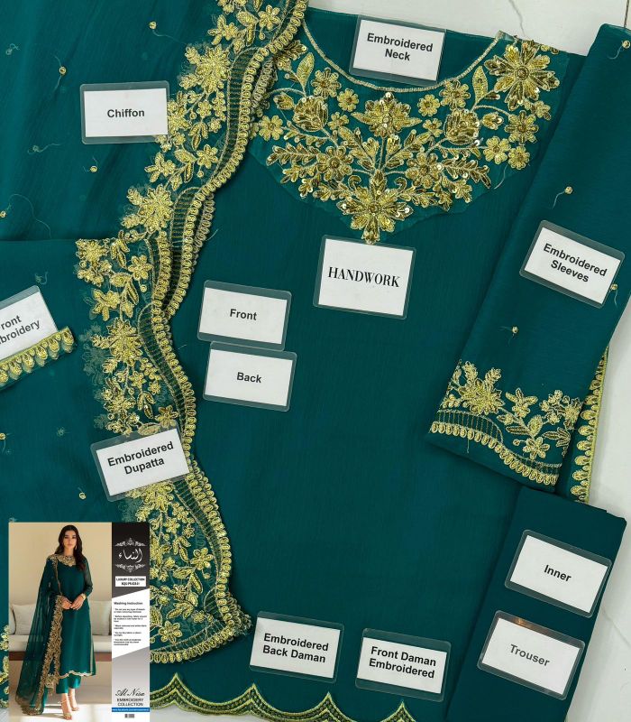 Addawork Chiffon 3 Pcs Suit