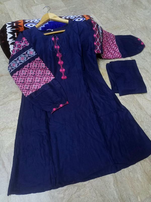 Heavy Sleeves Embroidery 2pcs Suit