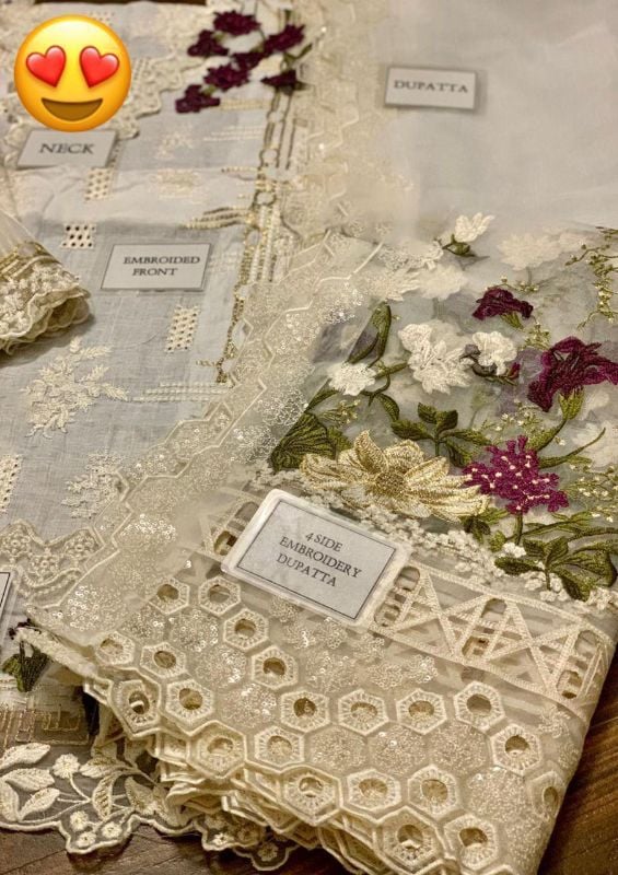 Lawn Fully Heavy  Embroidered Scifflie Front With Heavy Embroidered Neck Lace