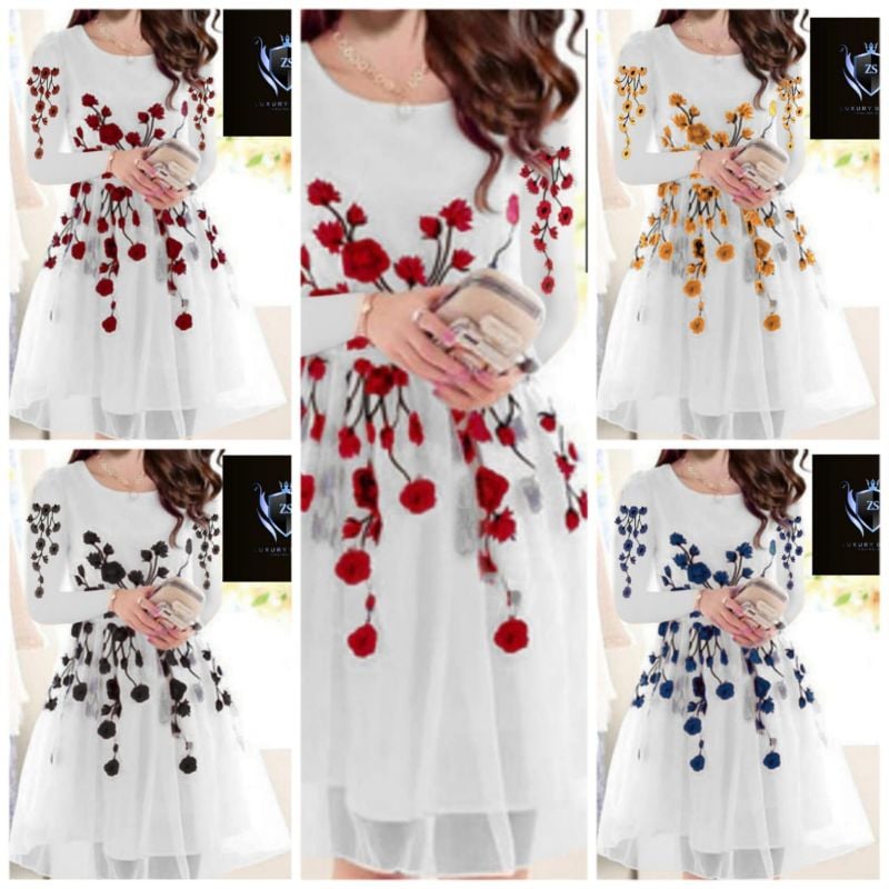 🌸 Flower Embroidered Frock with Trouser – 2Pcs 🌸