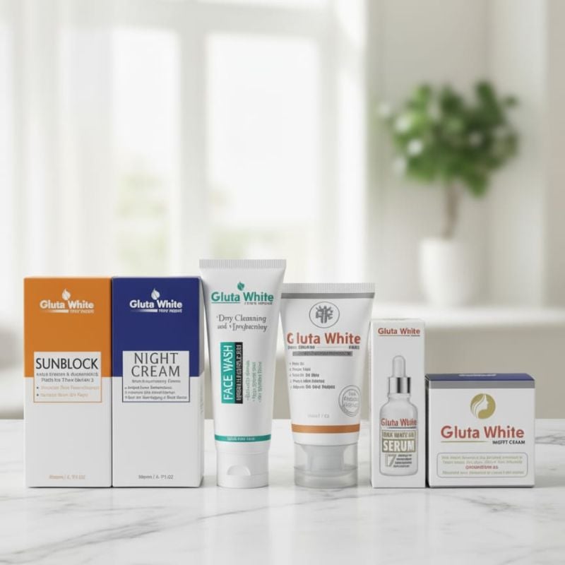 ✨ Gluta White 6 in 1 Skin Care Bundle ✨  
Complete Whitening & Brightening Set