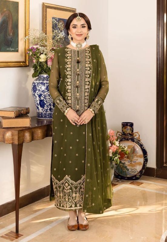 Chiffon Embroidered Luxury Unstiched 3Pc✓