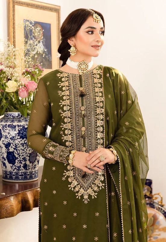 Chiffon Embroidered Luxury Unstiched 3Pc✓
