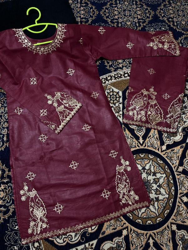 ✨ Kids Cotton 2-Pcs Set Front Embroidered Shirt + Embroidered Flapper ✨