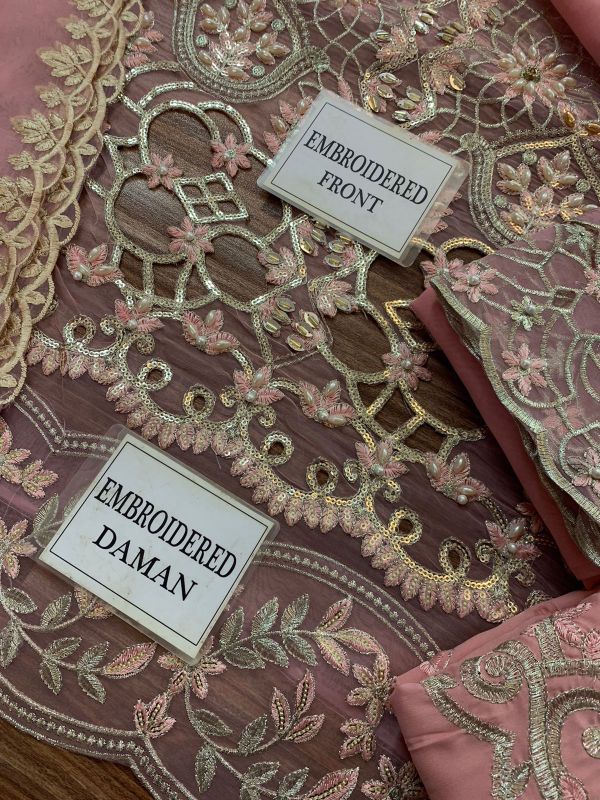 Heavy Embroidered And Cutwork 3 Pcs Suit