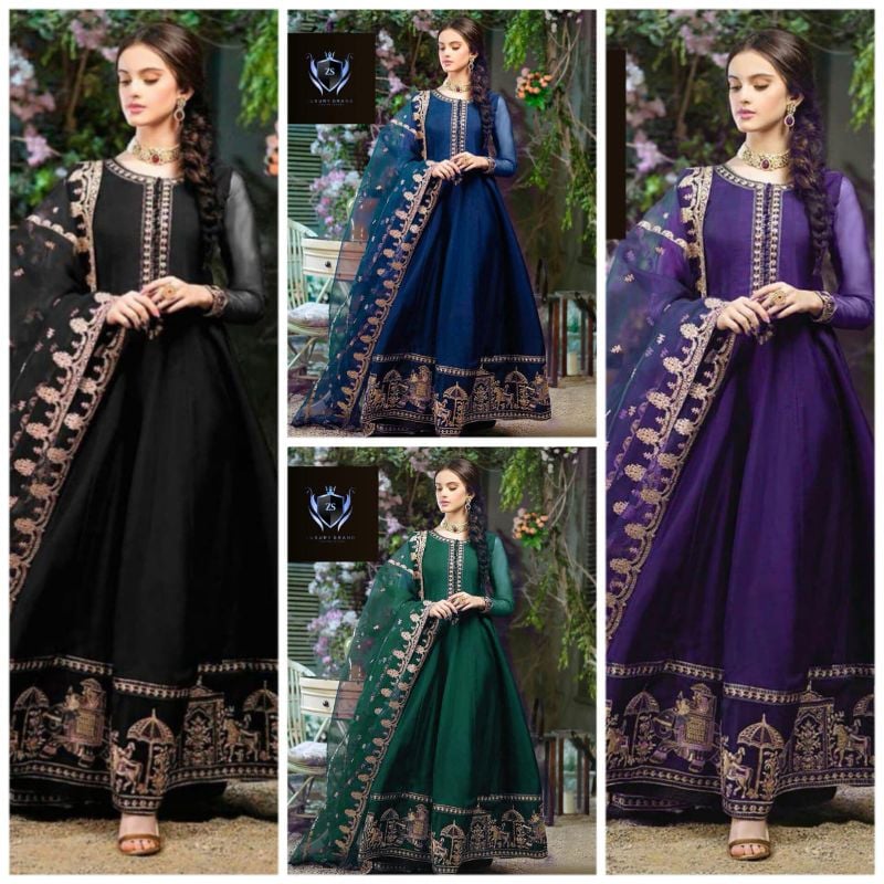✨ Border Shahi Embroidery With Neck Embroidery Dupatta – 3Pcs✨