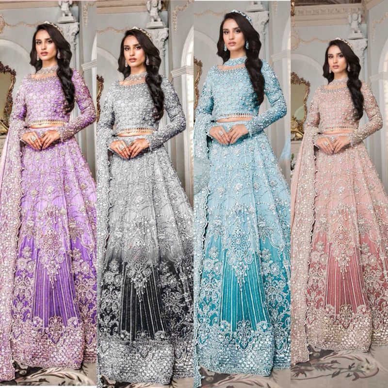 Net Embroidered Sequence Hand Embellished Luxury Maxi Unstitched 3Pc✓