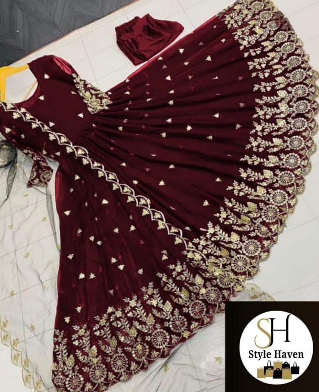 Border Embroidery With Emb Dupatta With Silk Trouser 3Pcs