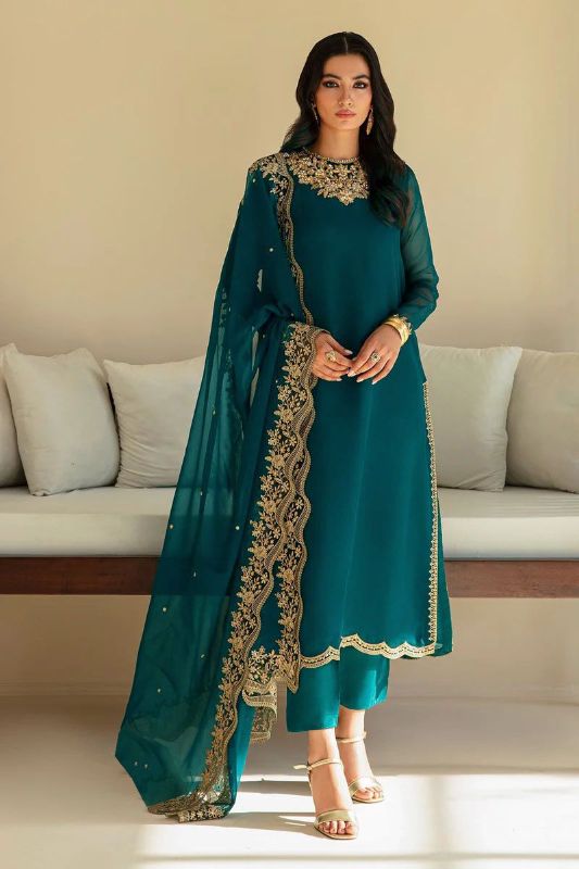 Addawork Chiffon 3 Pcs Suit