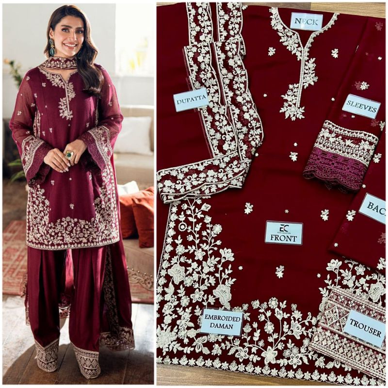 Chiffon Embroidered Sequence Unstitched 3Pc✓
