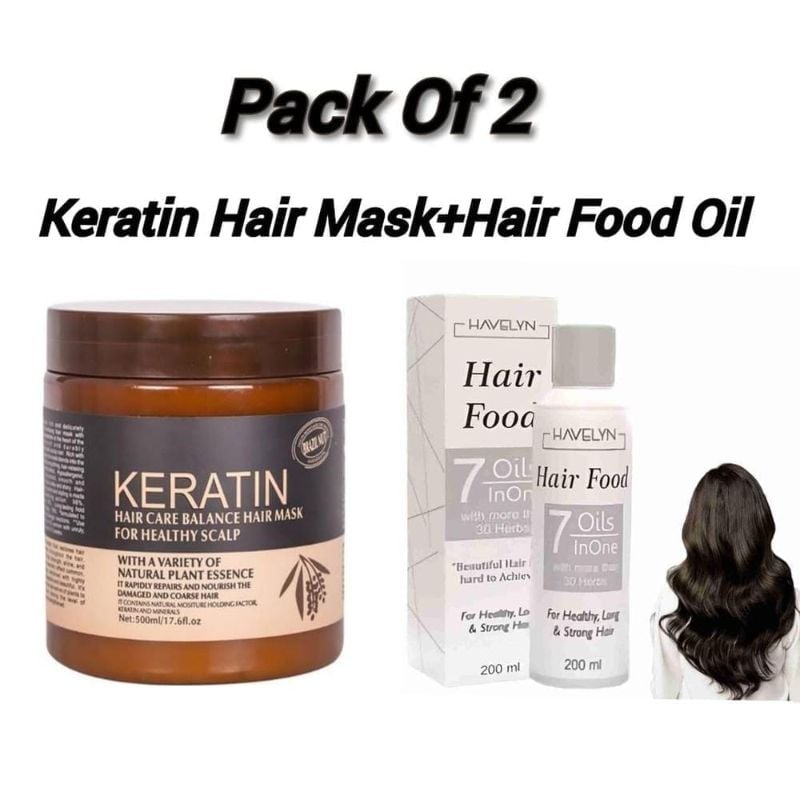 🌟 Pack of 2 – Keratin Hair Mask + Hair Food Oil 🌟